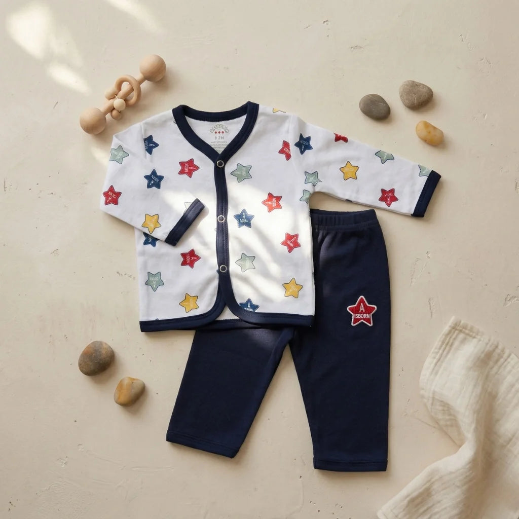 2-Piece Summer Cotton Baby Kimono Romper & Bear Hat Set